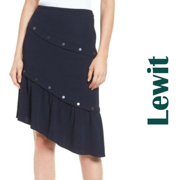 NWT Lewit Nordstrom Asymmetrical Snap Detail Skirt - Picture 1 of 4